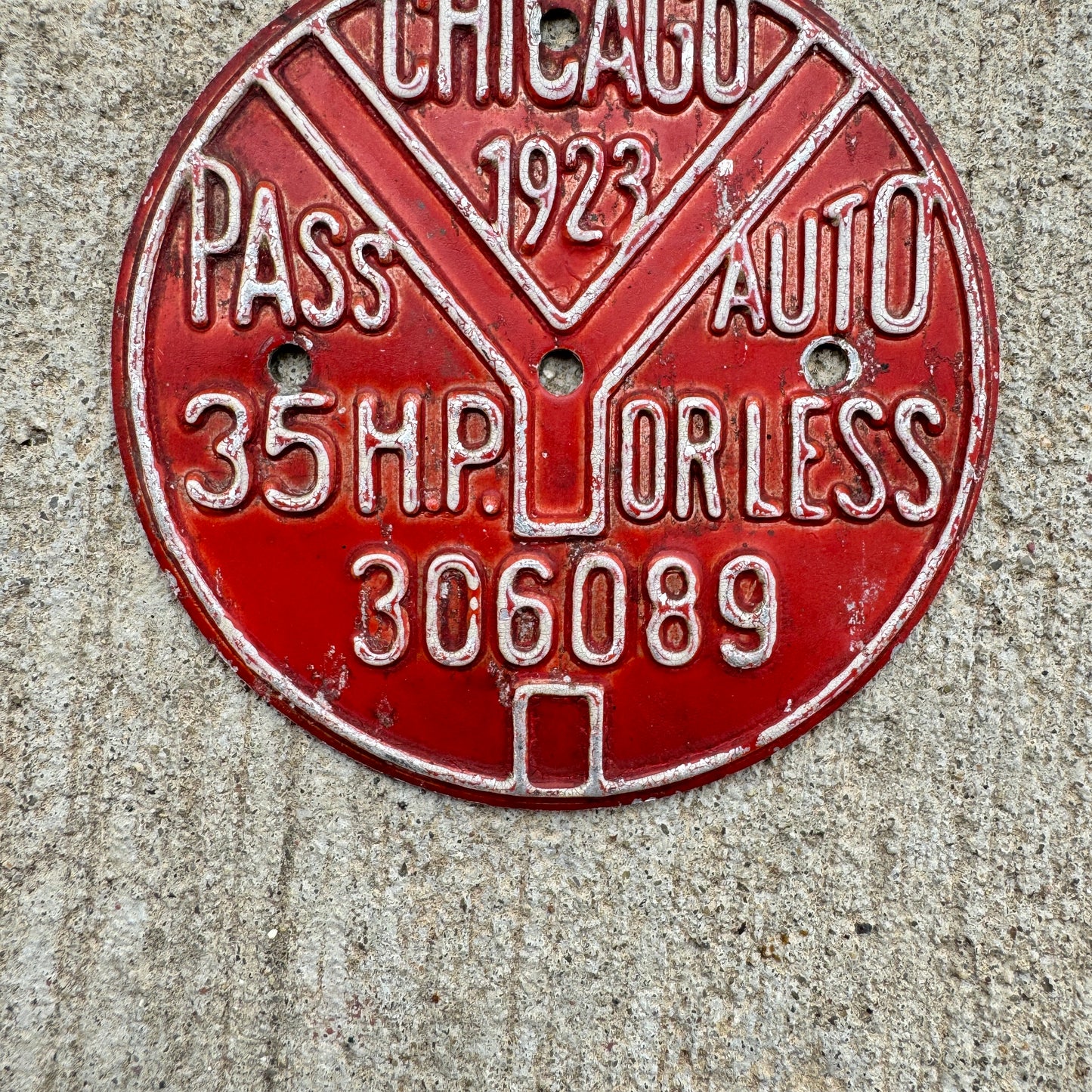 1923 Chicago Illinois Vehicle Tax Tag | Vintage Auto Garage Decor 306089