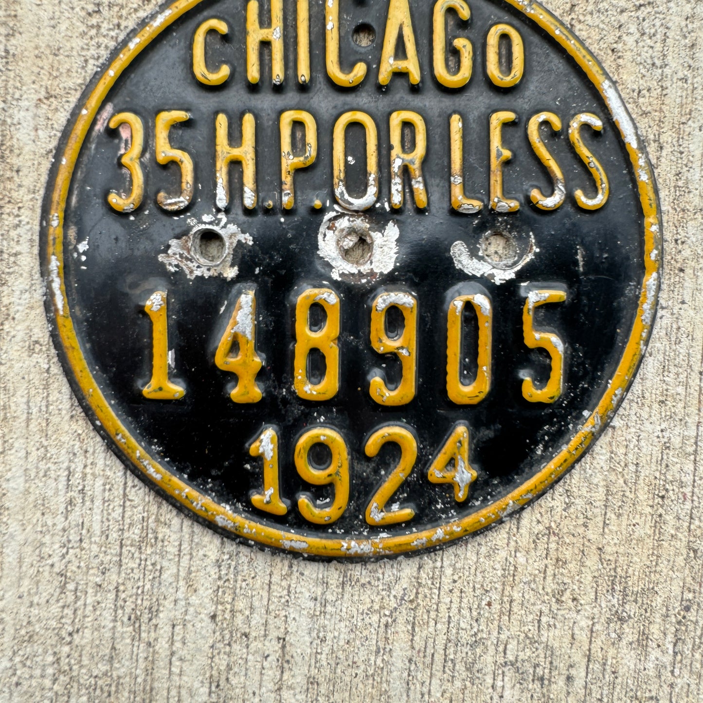 1924 Chicago Illinois Vehicle Tax Tag | Vintage Auto Garage Decor 148905
