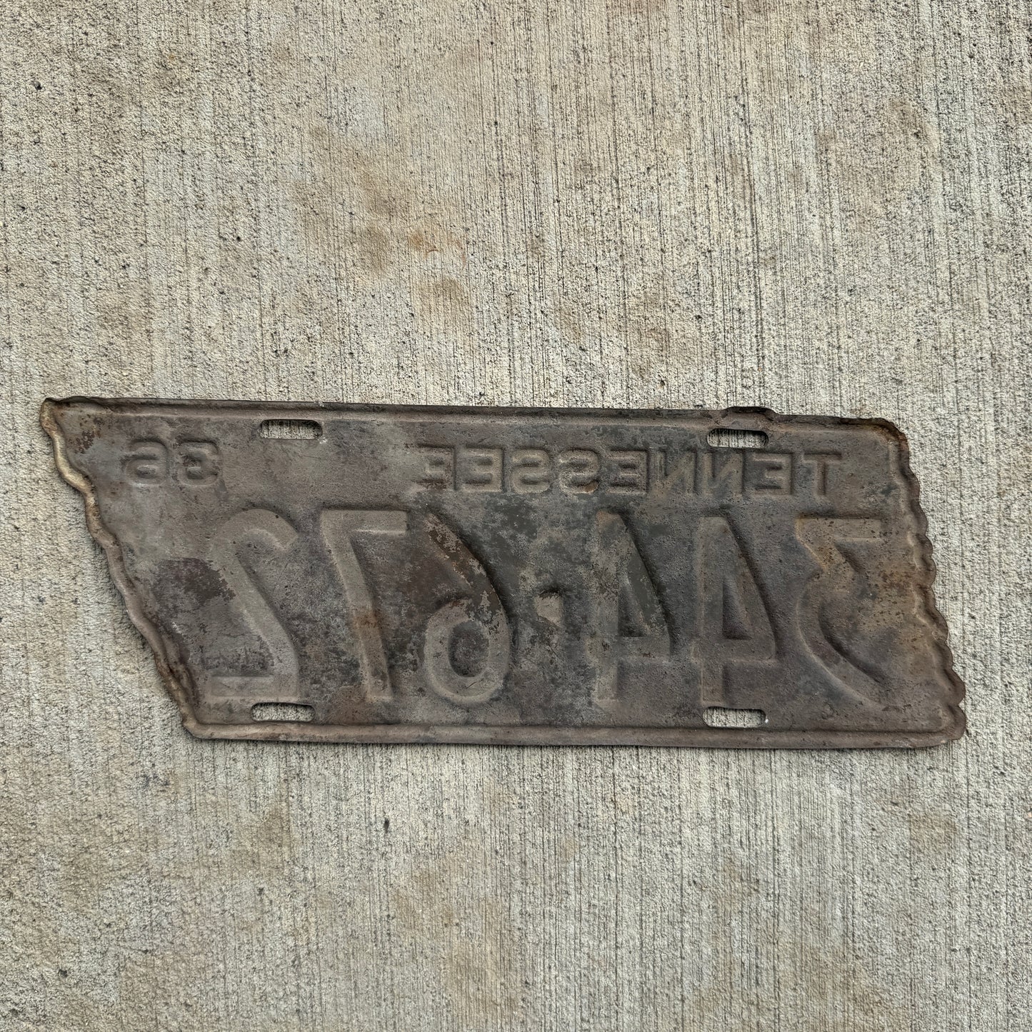 1936 Tennessee License Plate State Shaped Wall Decor
