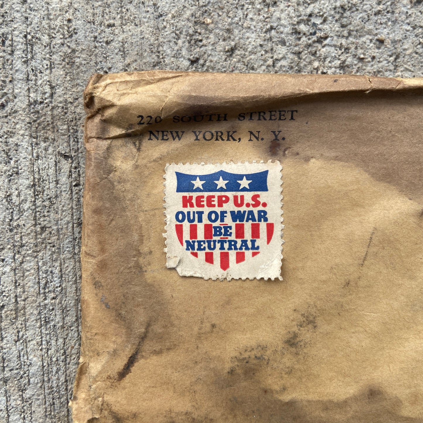 1940s Era Keep US Out of War License Plate Topper WWII NOS