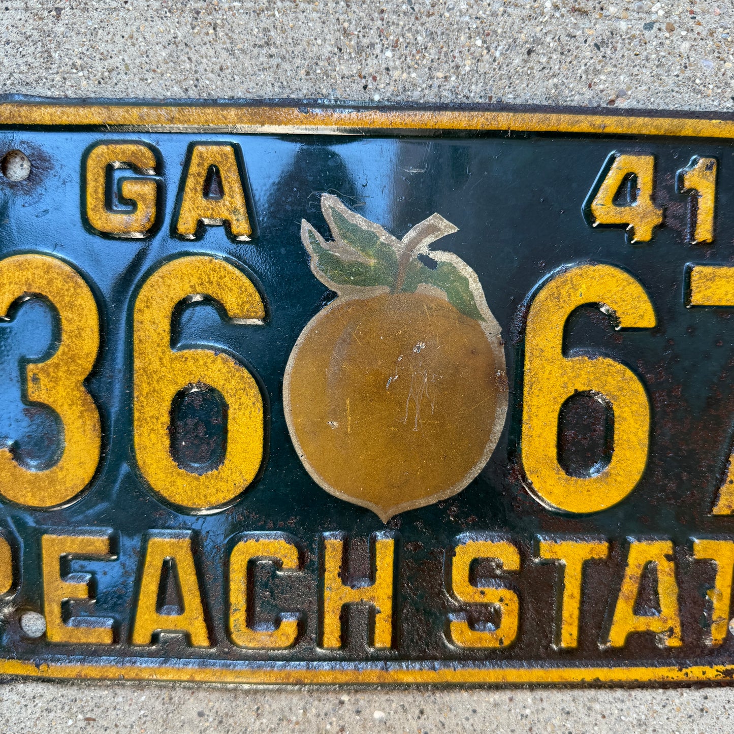 1941 Georgia License Plate Original Peach Decal