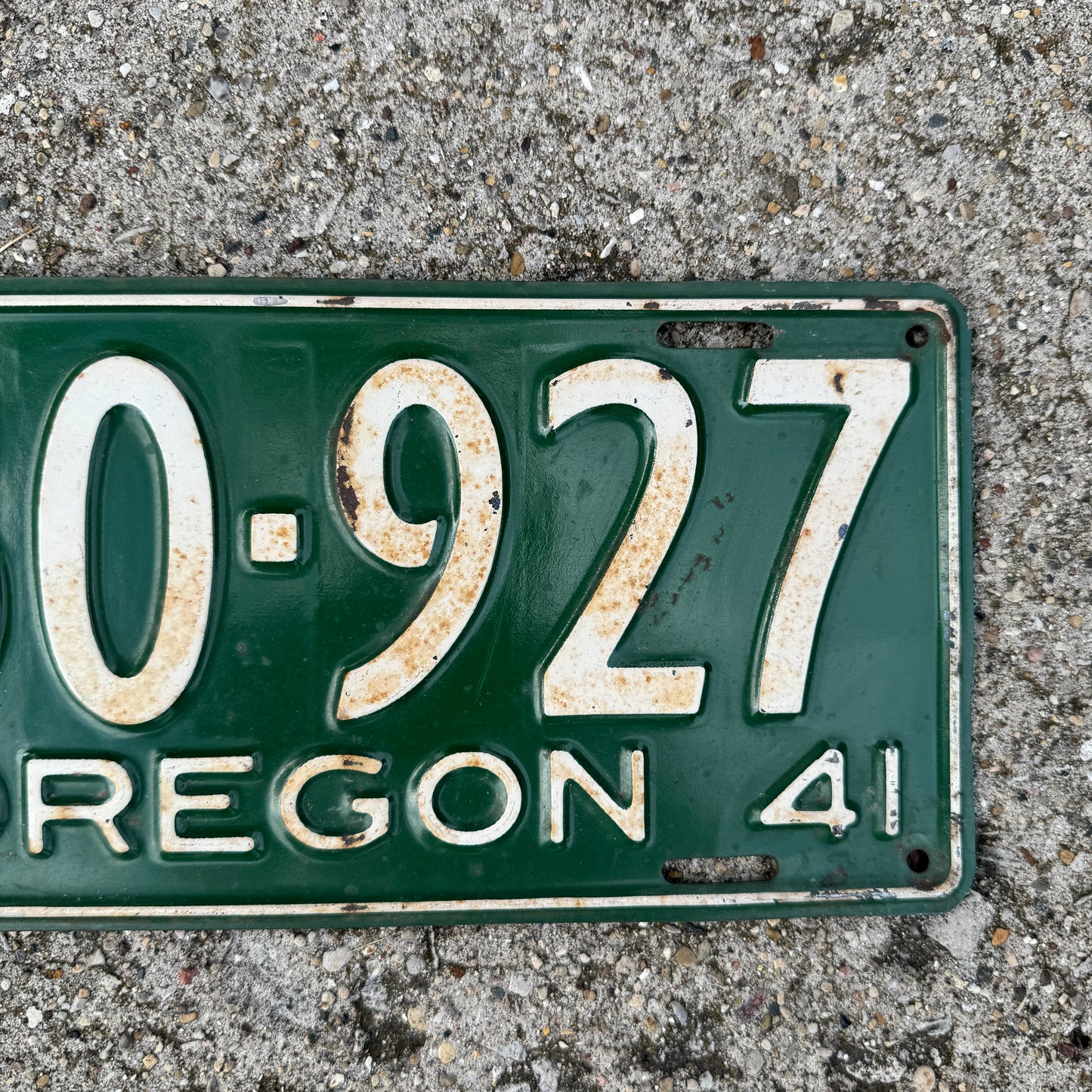 1941 Oregon License Plate Vintage Green Wall Decor
