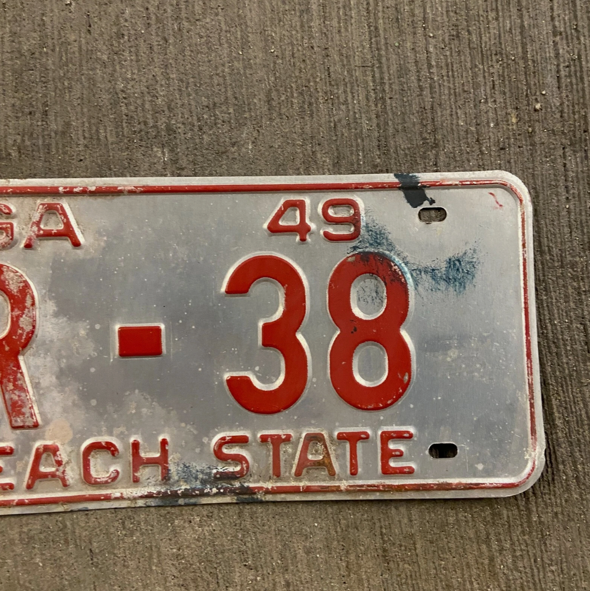 1949 Georgia License Plate R 38 Low Number Ford Chevy Dodge YOM DMV Clear
