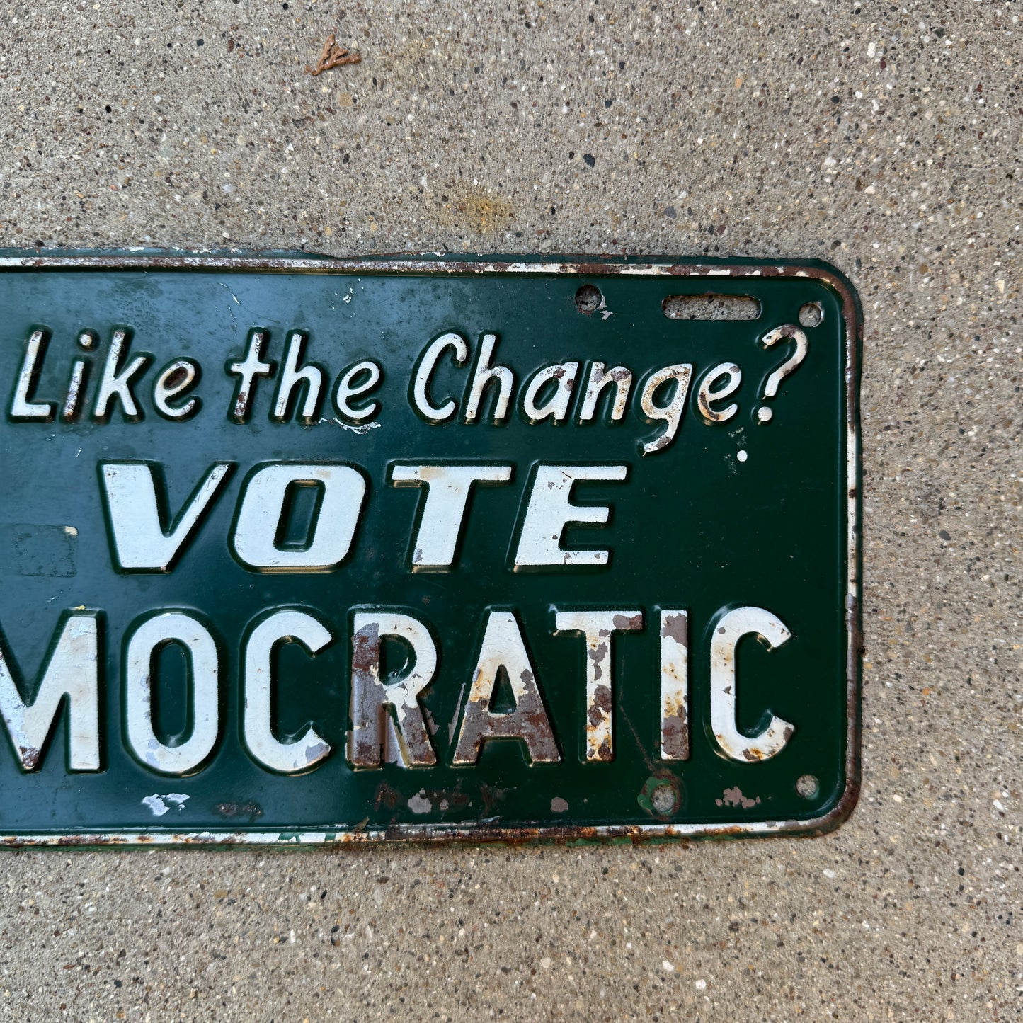 1950s Era Vote Democratic Booster License Plate Vintage Political Memorabilia