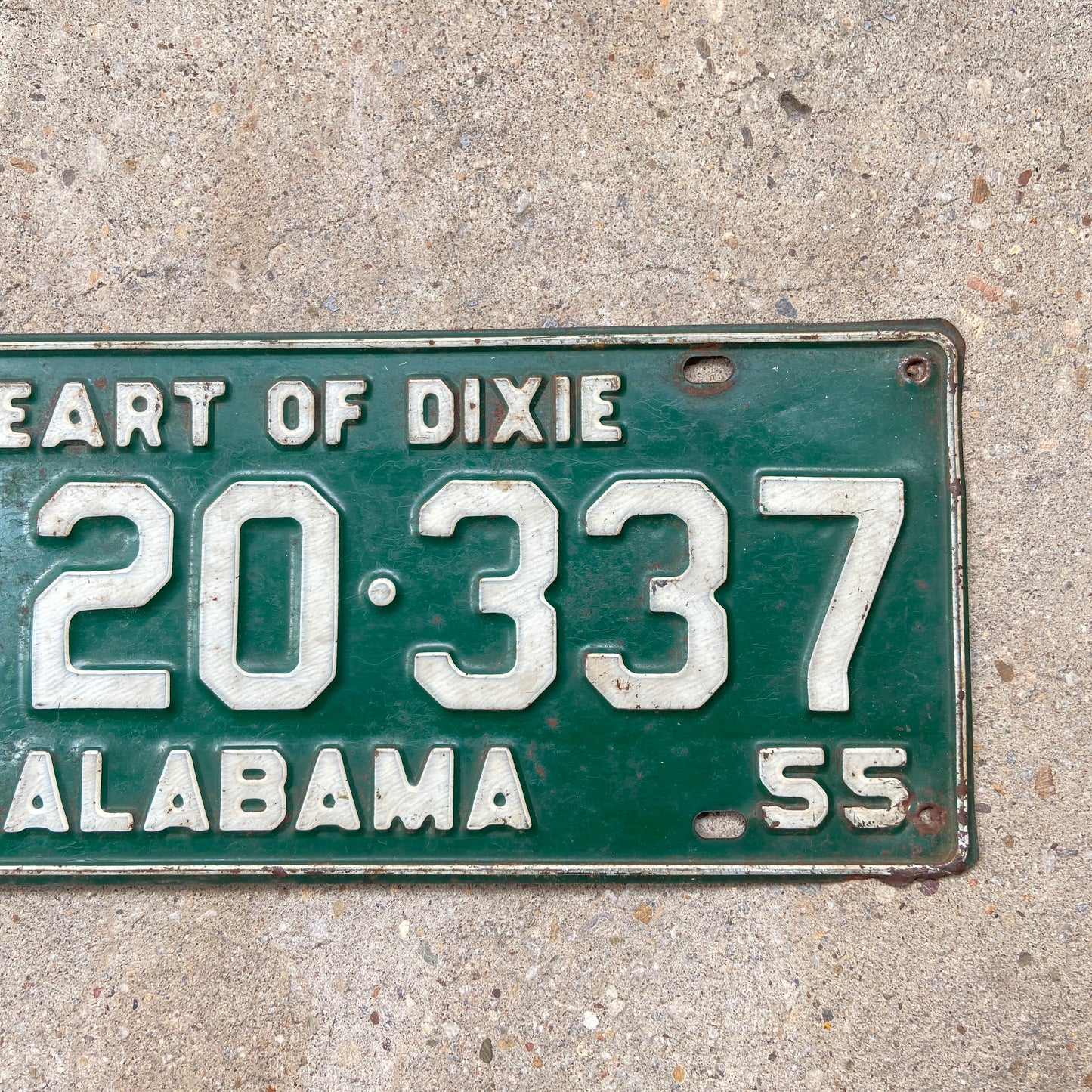1955 Alabama License Plate Vintage Green Heart of Dixie 20337