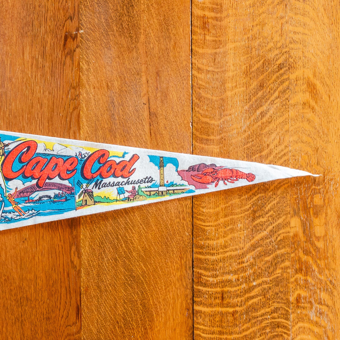 Cape Cod, Massachusetts Felt Pennant | Vintage White 1970s Coastal Travel Collectible