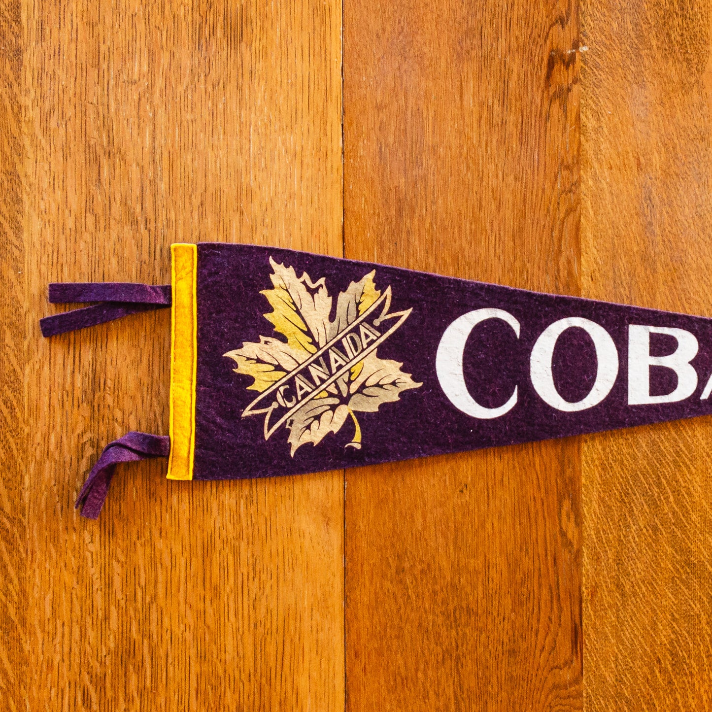 Cobalt, Ontario Felt Pennant | Vintage Maroon 1960s Canada Collectible