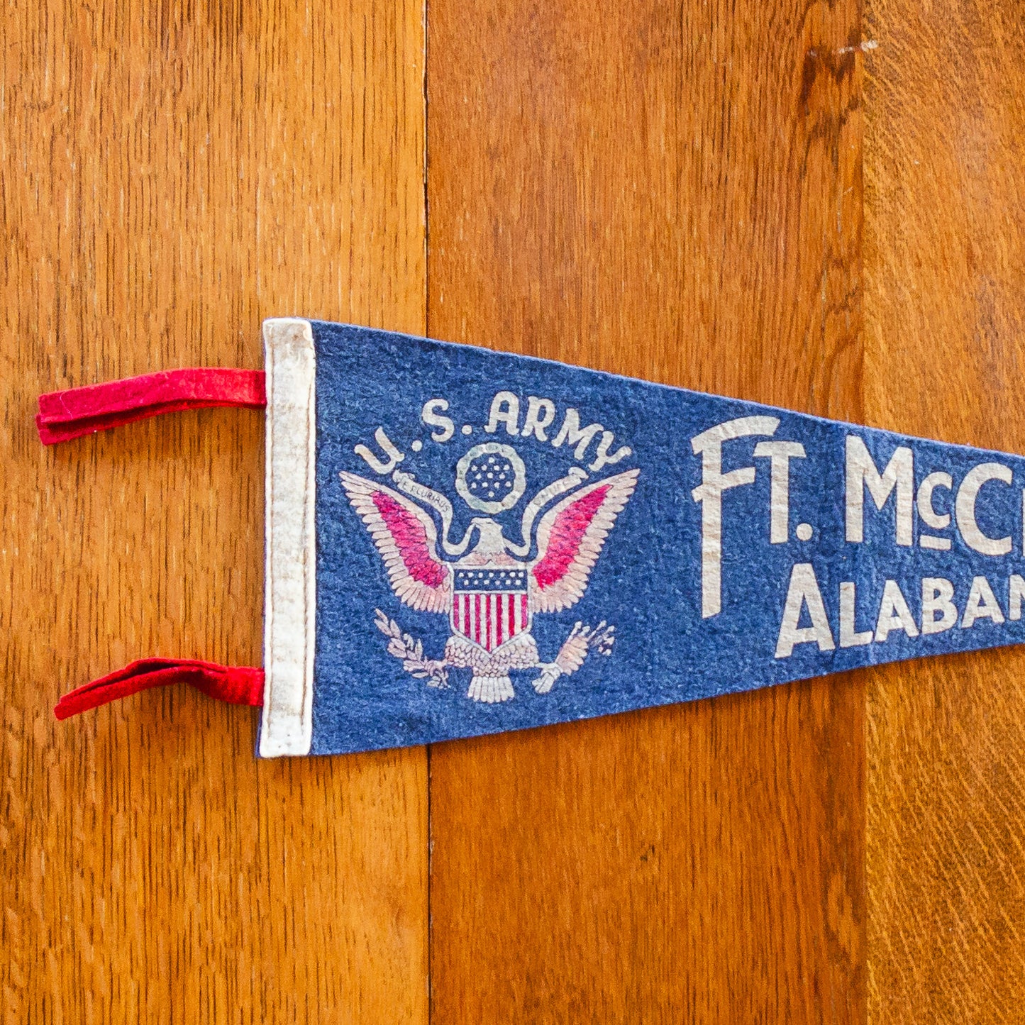 Fort McClellan, Alabama Felt Pennant | Vintage Blue 1950s U.S. Army Collectible