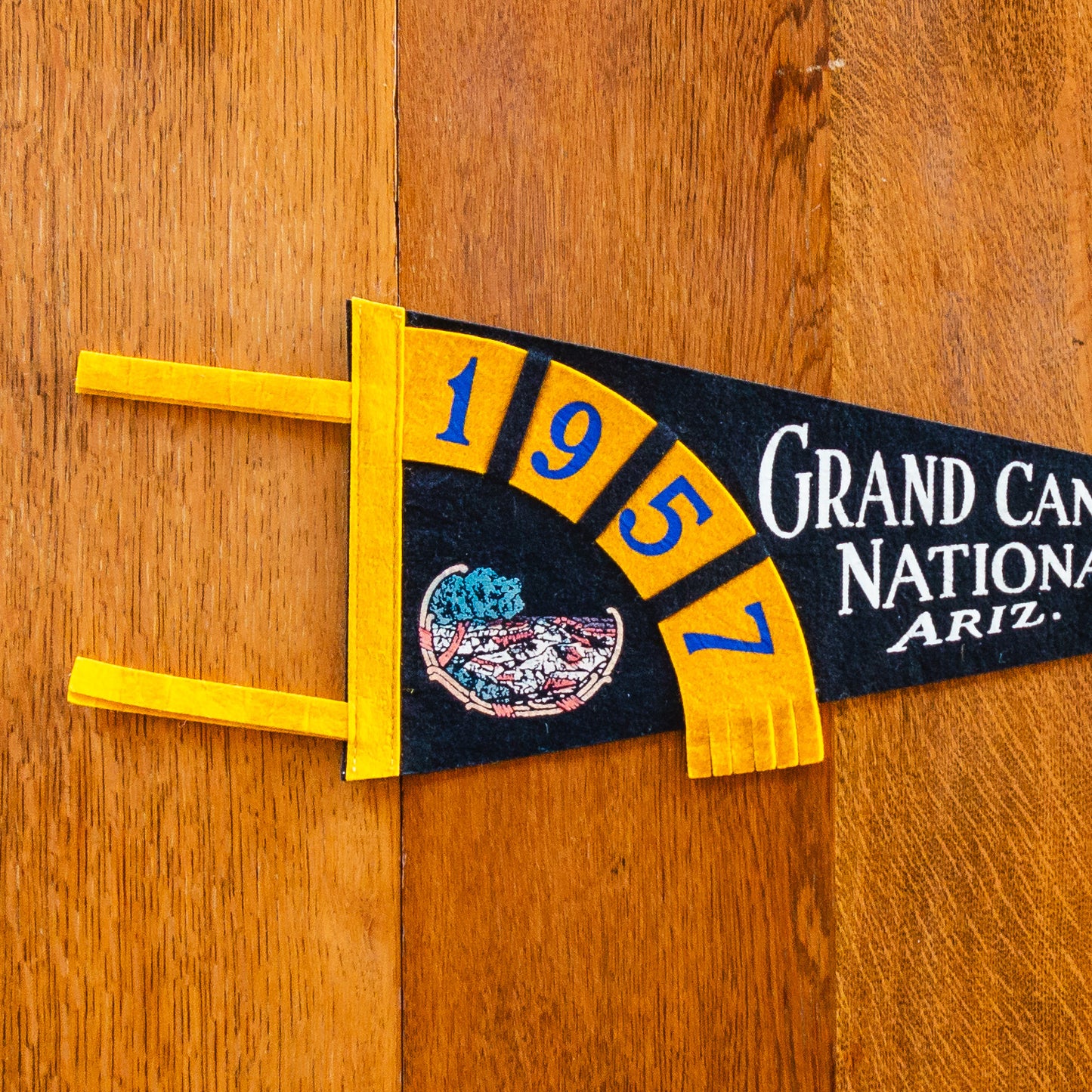 Grand Canyon National Park, Arizona Felt Pennant | Vintage Black 1957 Travel Collectible