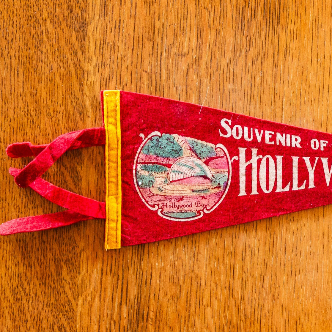 Hollywood California Felt Pennant | Vintage Red CA Wall Decor