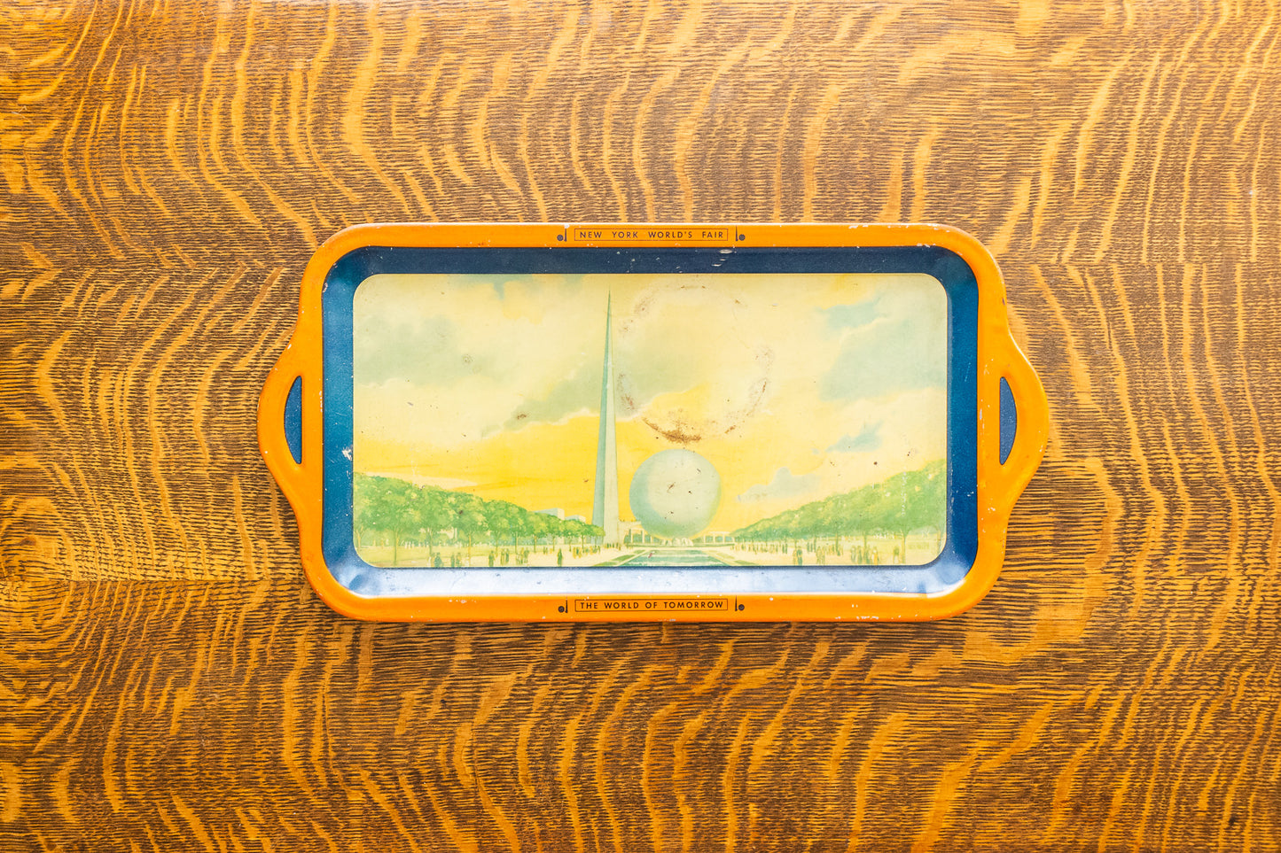1939 New York World's Fair Serving Tray Brewery Bar Decor Orange
