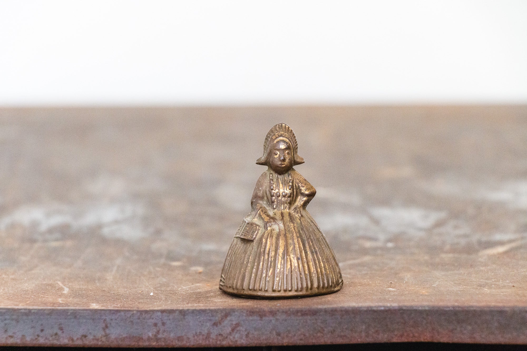 Brass Dutch Lady Figural Bell Vintage Mid-Century Decor