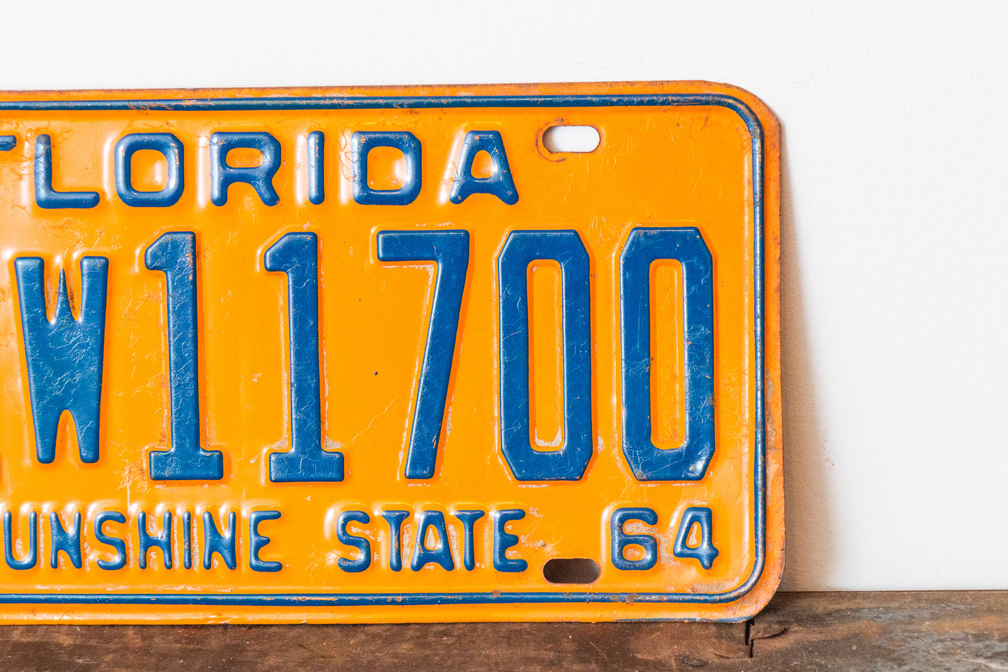 1964 Florida License Plate Vintage DMV Clear YOM 12W11700