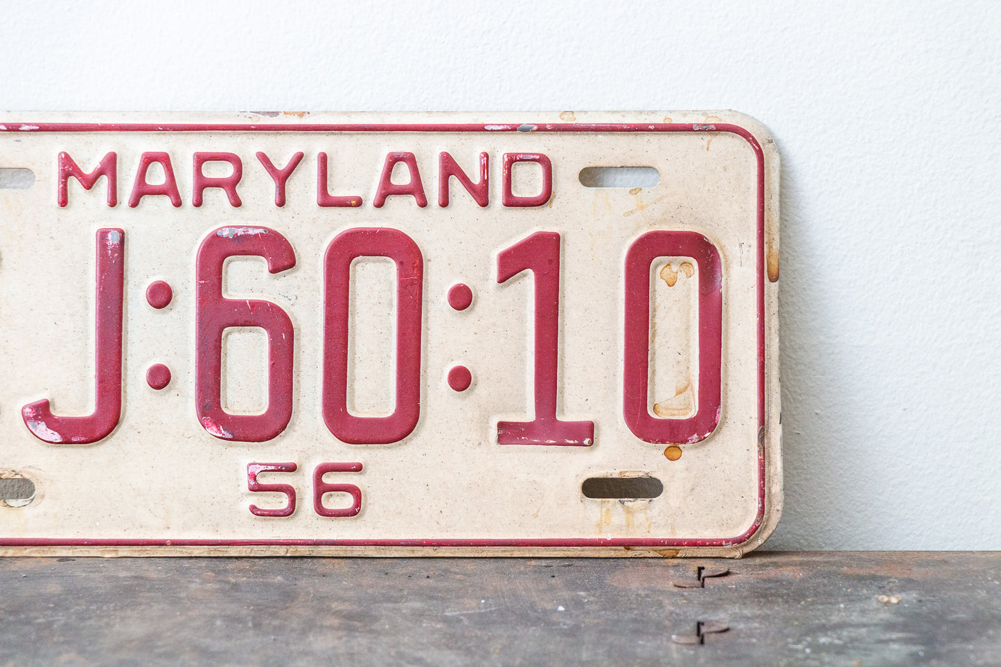 Maryland 1956 License Plate Vintage Yellow Wall Decor CJ-60-10 - Eagle's Eye Finds