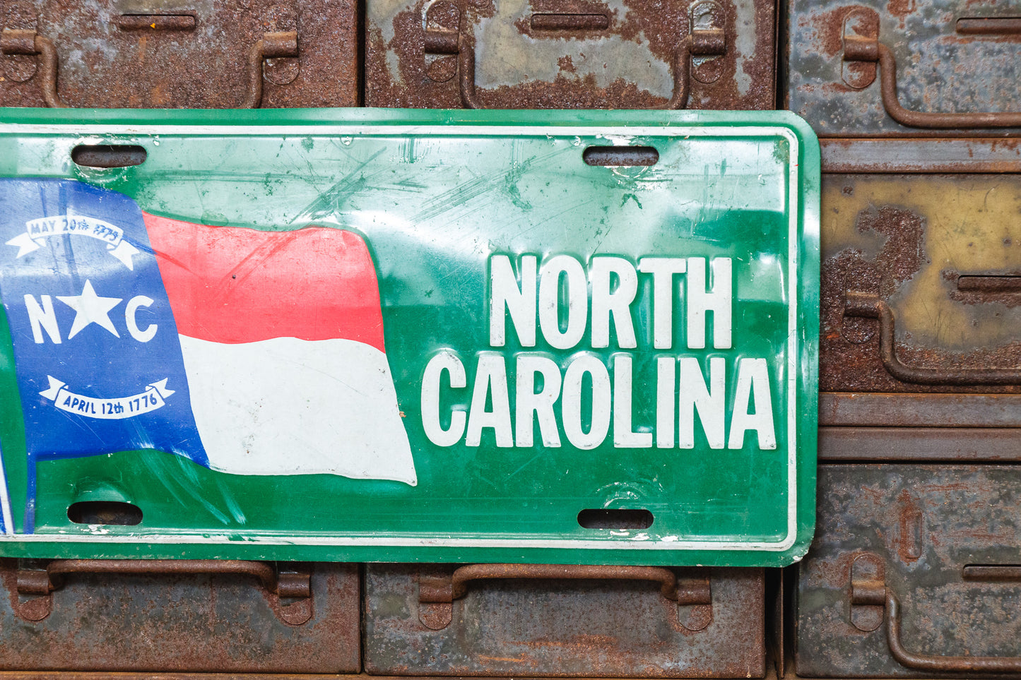 North Carolina Booster License Plate Vintage Green NC State Wall Decor