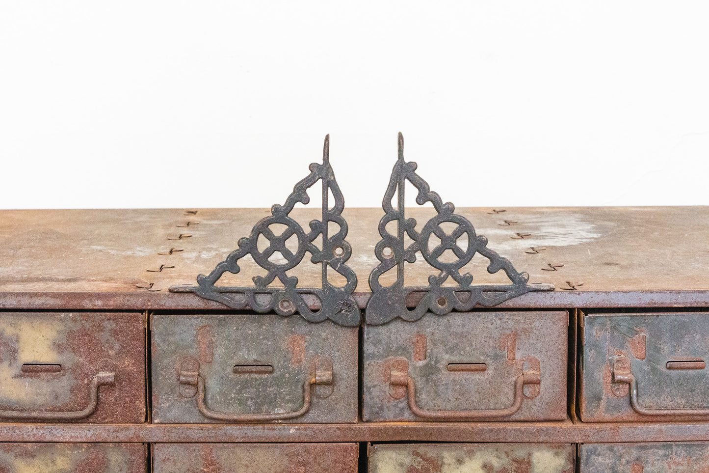 Small Ornate Metal Brackets Vintage Shelf Decor