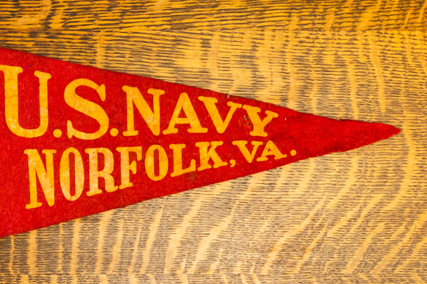 US Navy Norfolk VA Felt Pennant Vintage Red Virginia Wall Decor