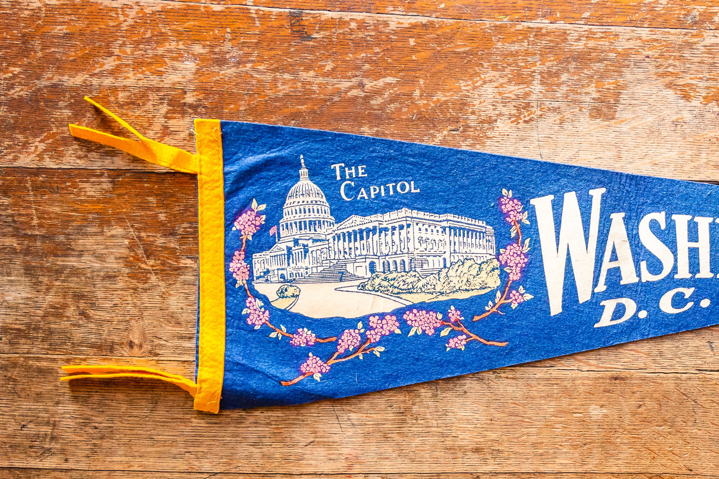 Washington D.C. Blue Felt Pennant Vintage Wall Decor