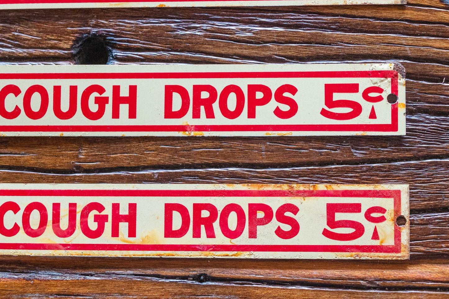Red Star Cough Drop Sign Vintage Tin Strip Sign - Eagle's Eye Finds