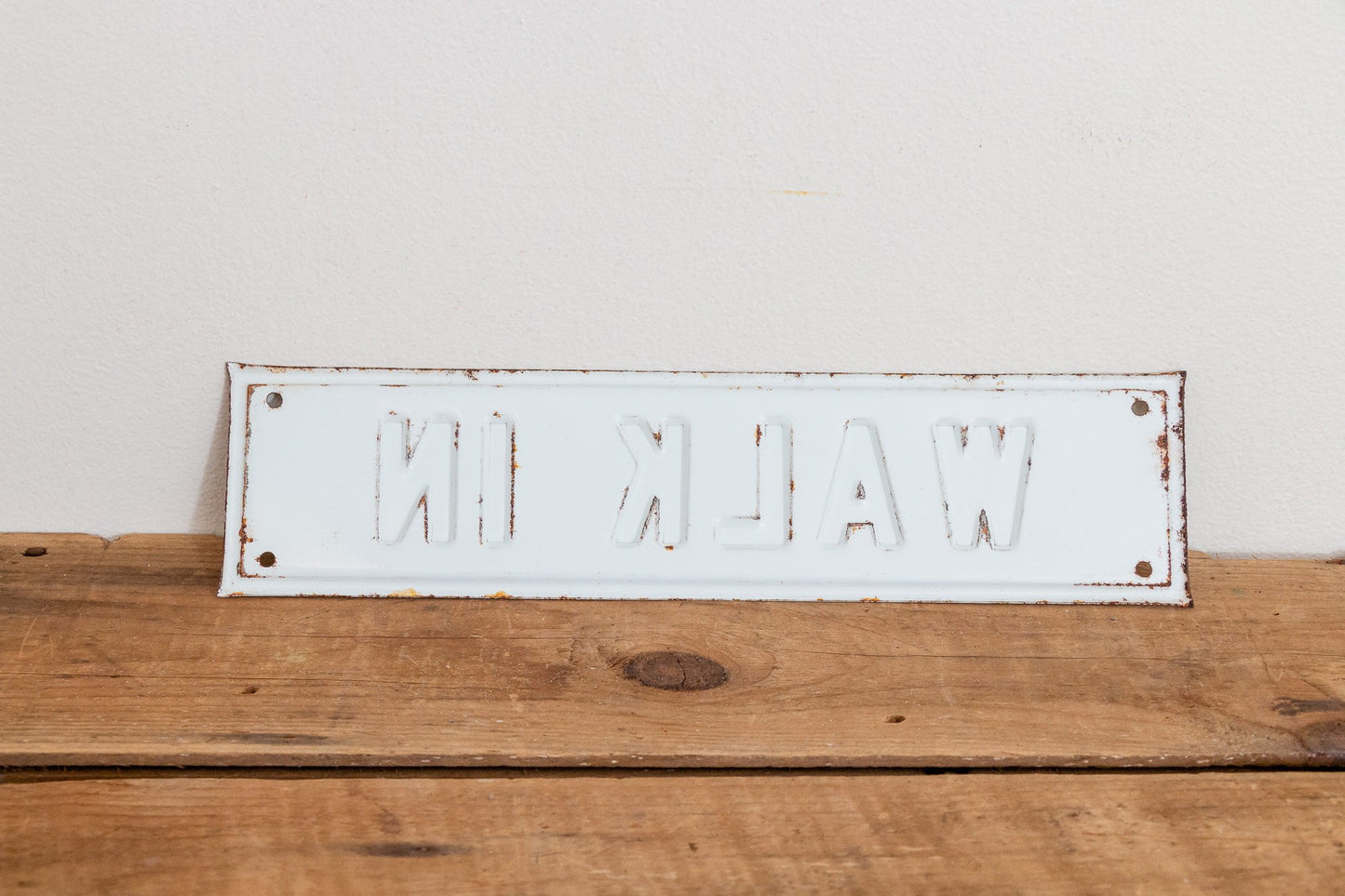 Walk In Sign Vintage Embossed Red and White Wall Hanging Decor - Eagle's Eye Finds