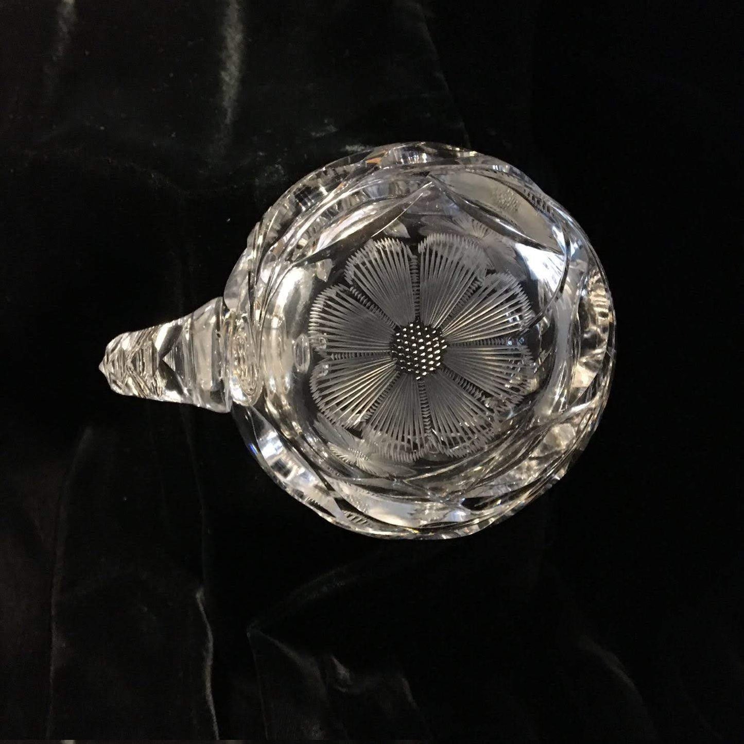 Floral Cut Glass Cream and Sugar Vintage Floral Etched Glass - Eagle's Eye Finds