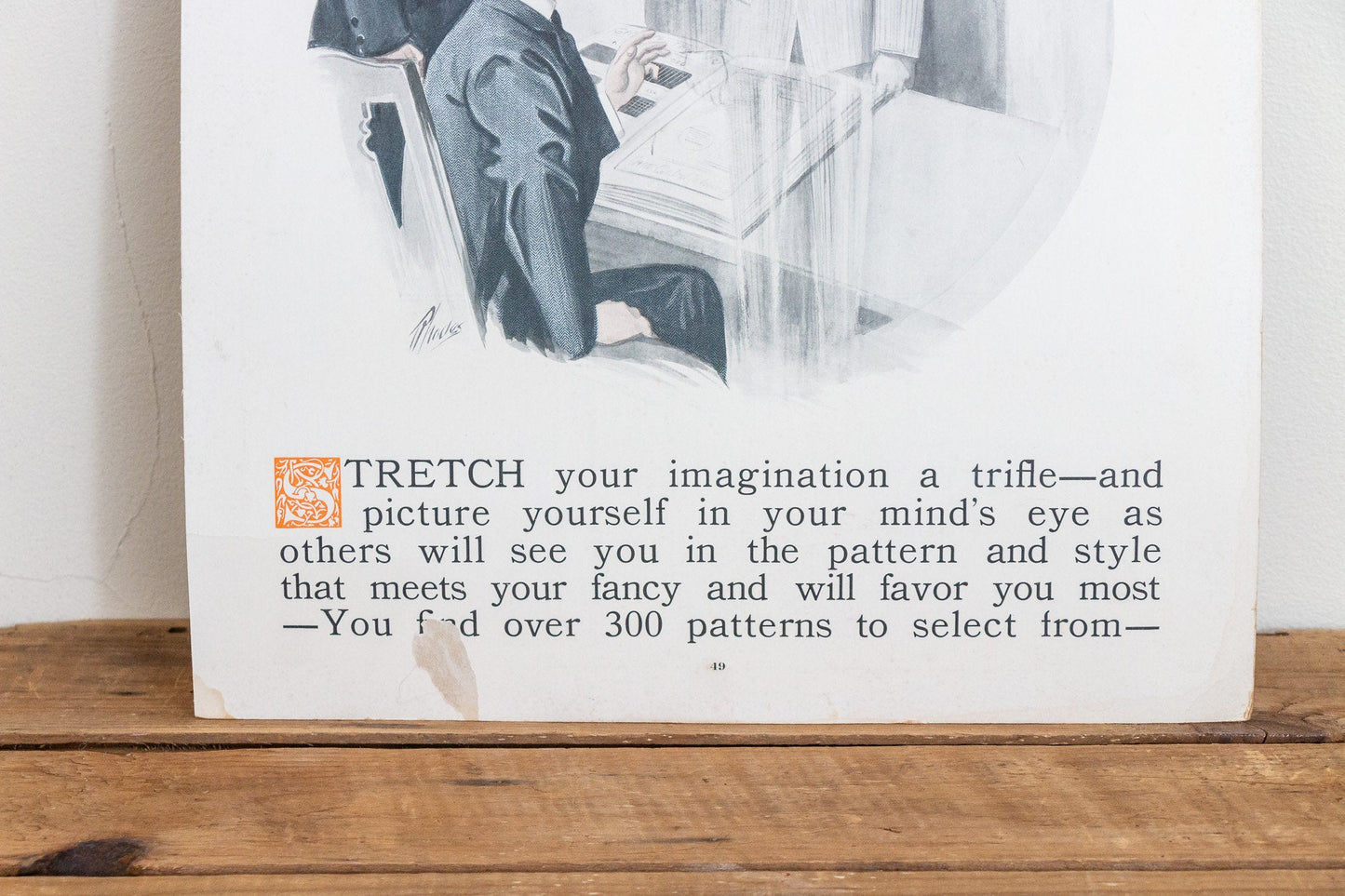 Sample Fabric Advertising Ephemera Vintage 1916 Tailoring Ad Sign - Eagle's Eye Finds