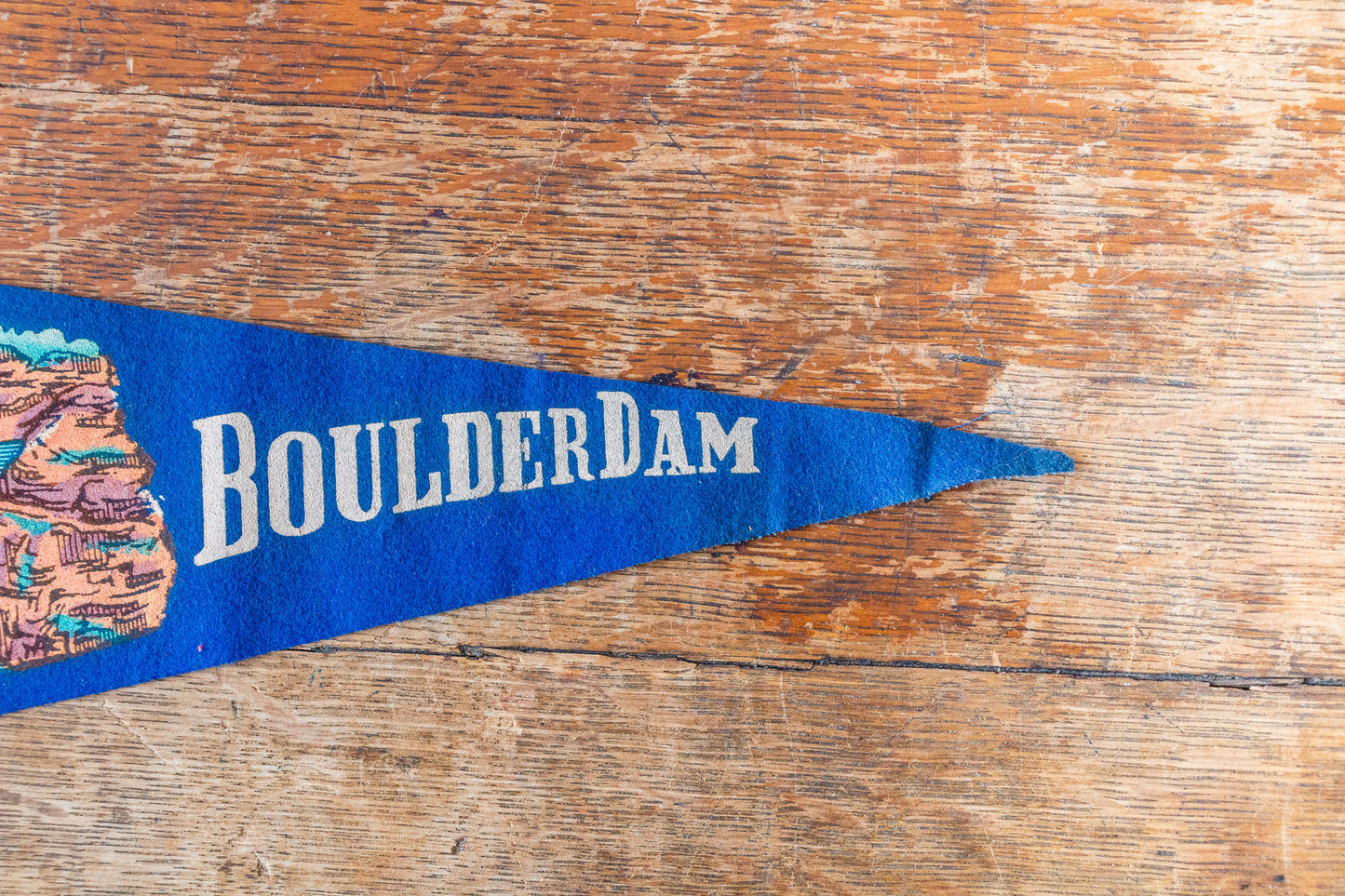 Boulder Dam Nevada Arizona Felt Pennant Vintage Blue Hoover Dam Souvenir - Eagle's Eye Finds