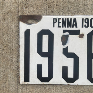 1909 Pennsylvania Porcelain License Plate Vintage White Auto Wall Decor 19569