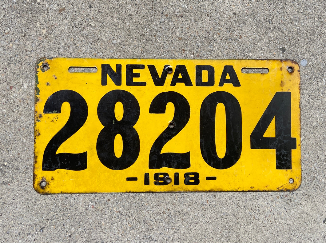 1918 Nevada License Plate Vintage Early Garage Wall Decor