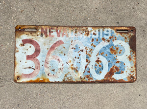 1919 Nevada License Plate Vintage Early Garage Wall Decor