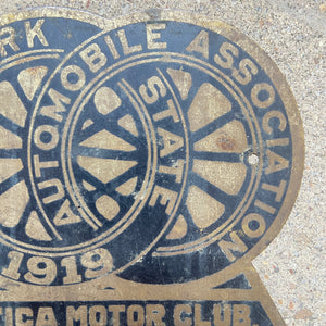 1919 Utica New York Brass Car Badge License Plate Topper Motor Club Automobile