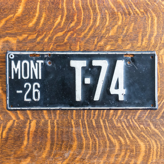 1926 Montana Truck License Plate Nice Low Number T 74