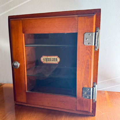 1930 Era Barbershop Antiseptic Sterilizer Storage Cabinet Medical Display Case