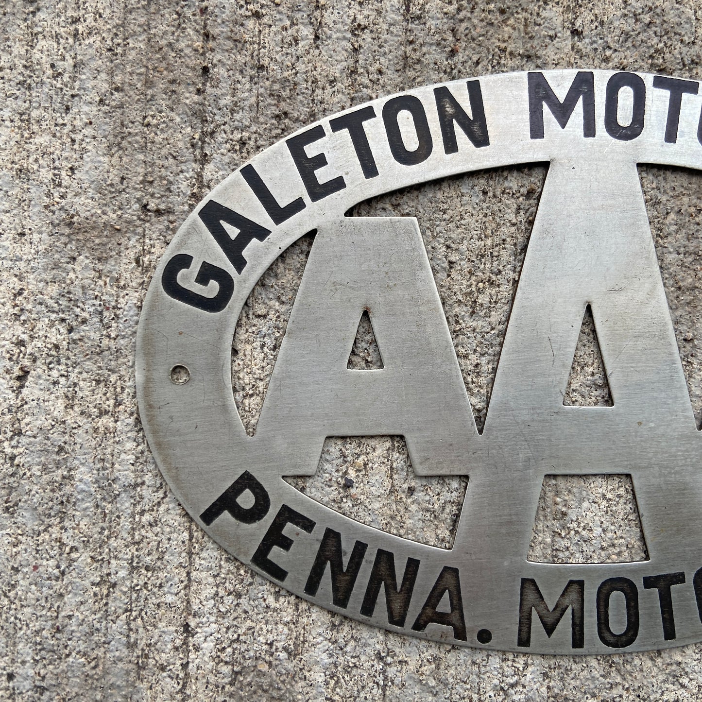 1930s Galeton Pennsylvania AAA Metal Car Badge License Plate Topper Motor Club