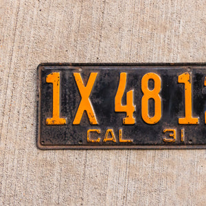 1931 California License Plate Vintage Garage Wall Decor Model A Year