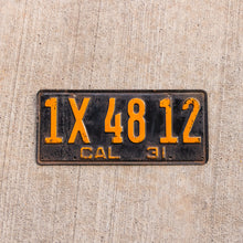 Load image into Gallery viewer, 1931 California License Plate Vintage Garage Wall Decor Model A Year
