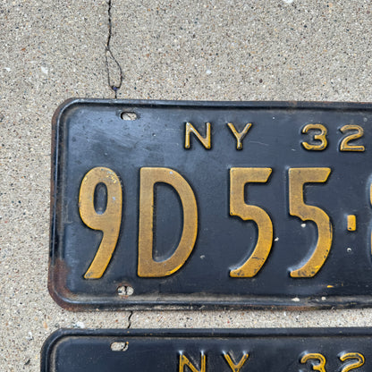 1932 New York License Plate Pair YOM DMV Clear 9D 5582