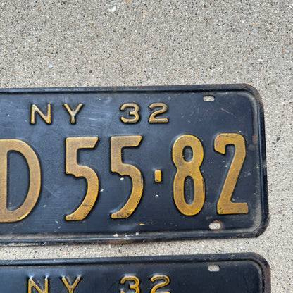 1932 New York License Plate Pair YOM DMV Clear 9D 5582