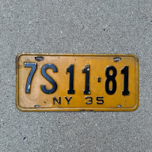 1935 New York License Plate Vintage Auto Garage Wall Decor 7S11-81