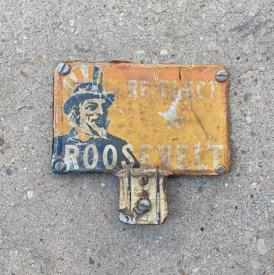 1936 Roosevelt FDR License Plate Topper Uncle Sam Political Memorabilia