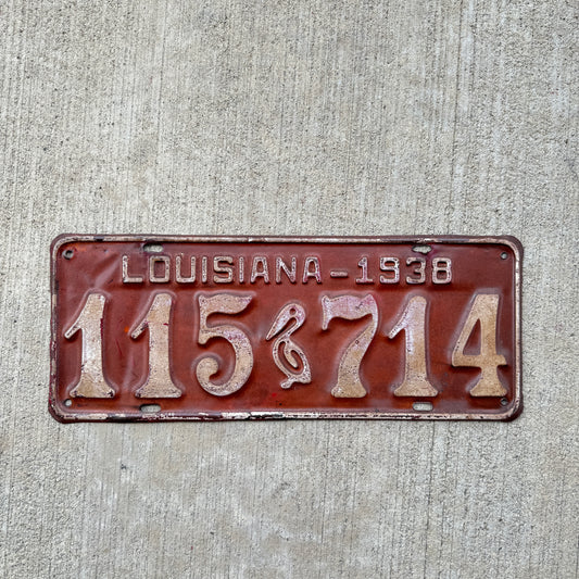 1938 Louisiana License Plate Vintage Red Pelican Wall Decor