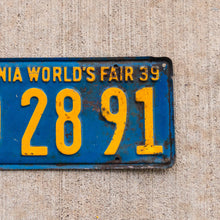 Load image into Gallery viewer, 1939 California License Plate Vintage World&#39;s Fair Wall Decor

