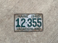 Load image into Gallery viewer, 1940 Maine License Plate Vintage Silver and Green Wall Decor
