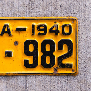 1940 Oklahoma License Plate Vintage Yellow Wall Decor 16982