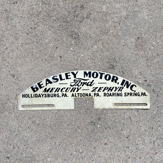 1940s Ford Pennsylvania License Plate Topper Mercury Zephyr Dealer