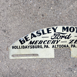 1940s Ford Pennsylvania License Plate Topper Mercury Zephyr Dealer