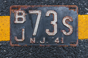 1941 New Jersey License Plate Pair Vintage Car Decor