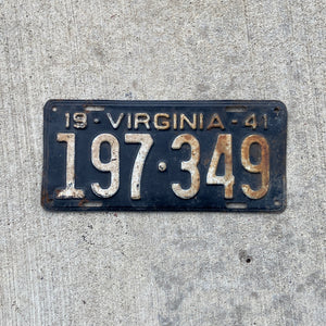 1941 Virginia License Plate Vintage Black White Wall Decor 197349