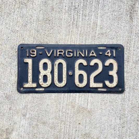 1941 Virginia License Plate Vintage Black White Wall Decor 180623