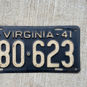 1941 Virginia License Plate Vintage Black White Wall Decor 180623